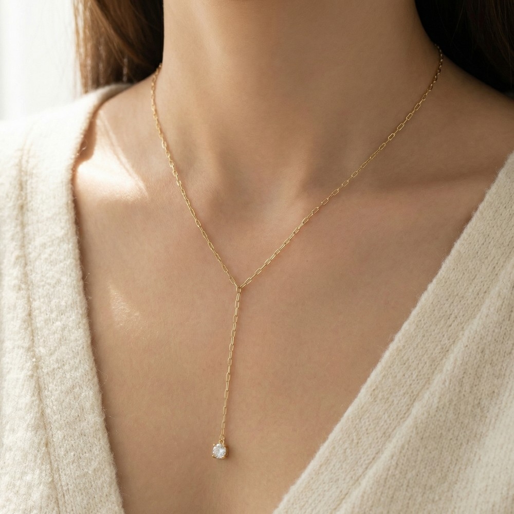 Cz Pendant Y Chain Necklace