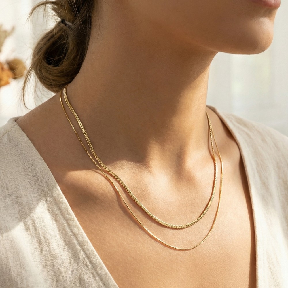 Dainty Double Row Chain Necklace