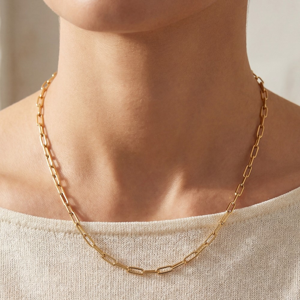 Metallic Paperclip Chain Necklace