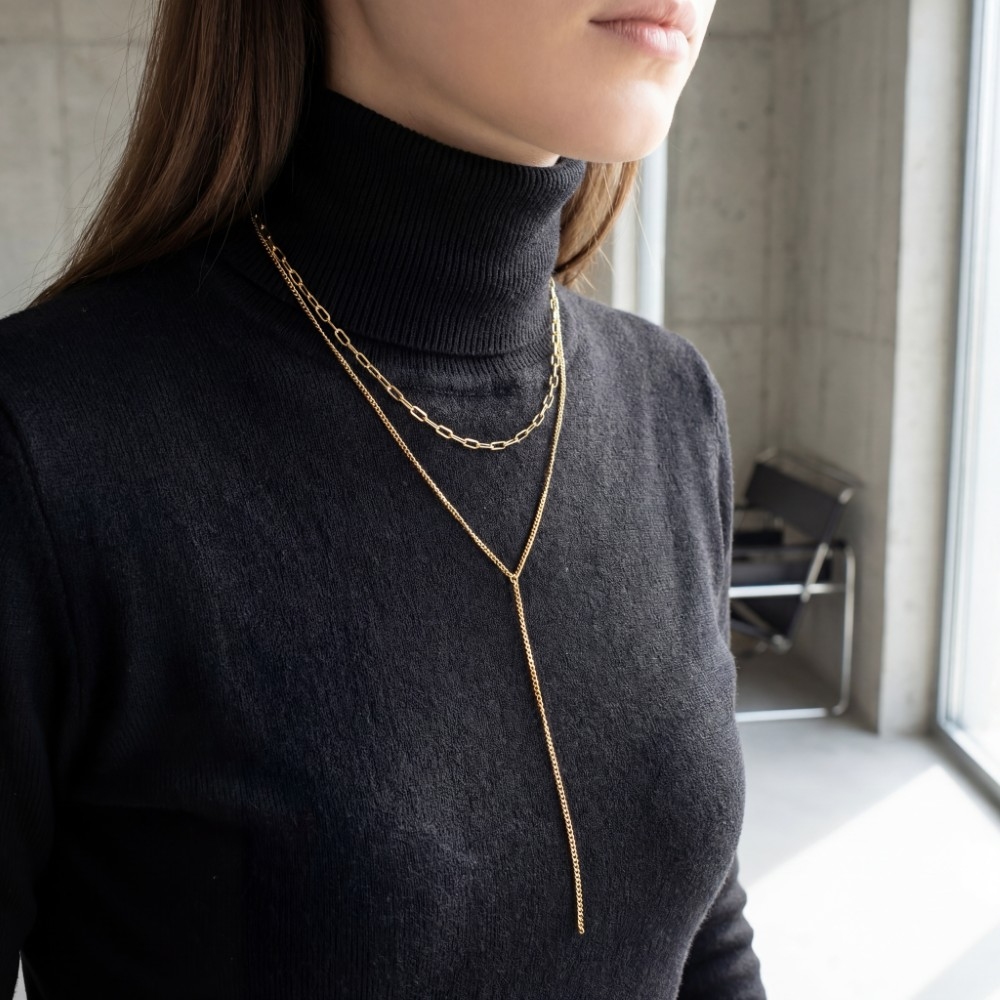 Layered Chain Y Necklace