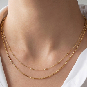 Two Row Layered Chain Necklace