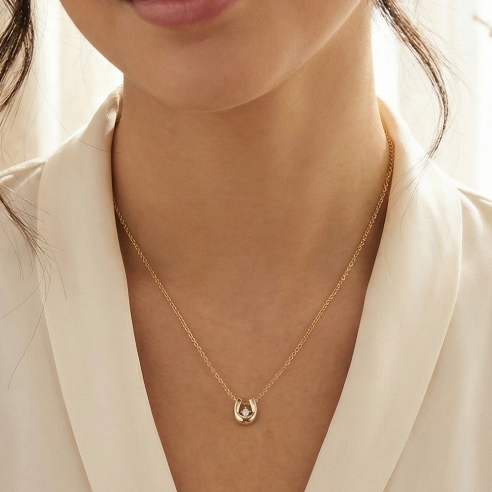 Cz Flower Circle Charm Necklace