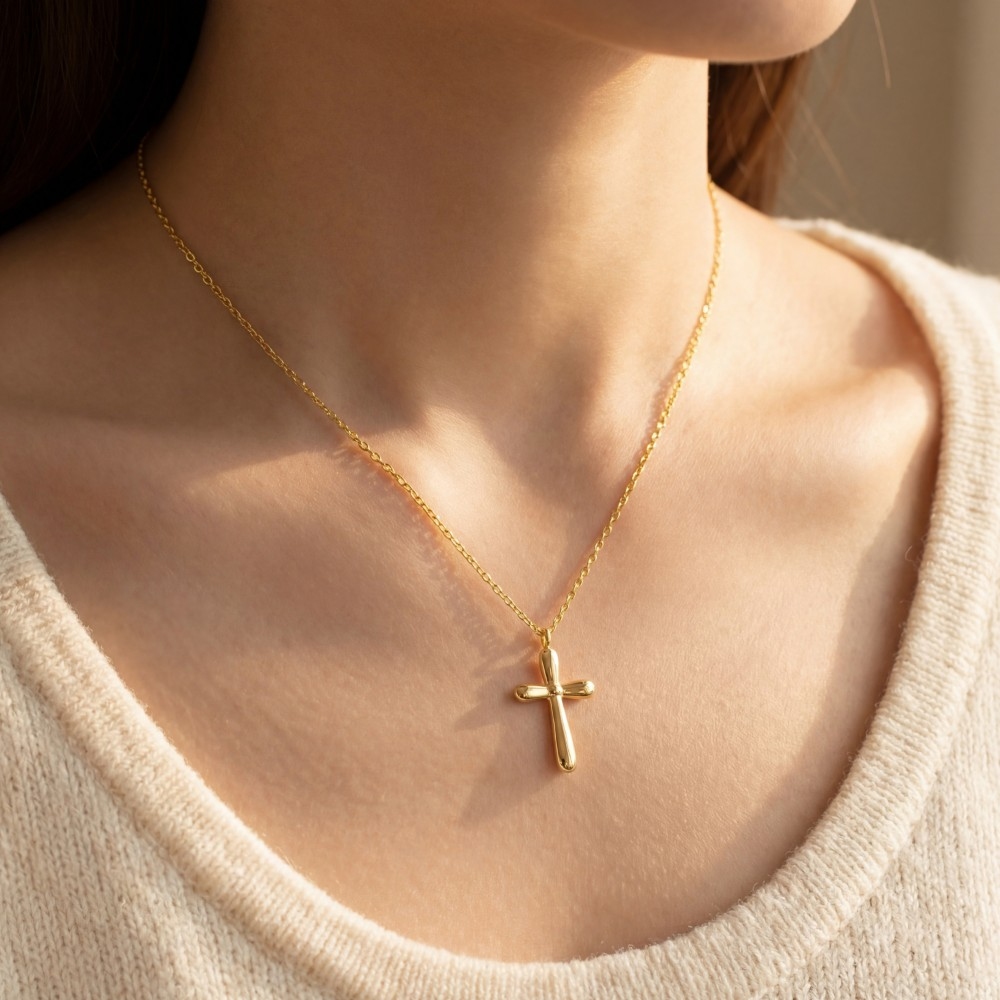 Gold Dipped Cross Pendant Necklace
