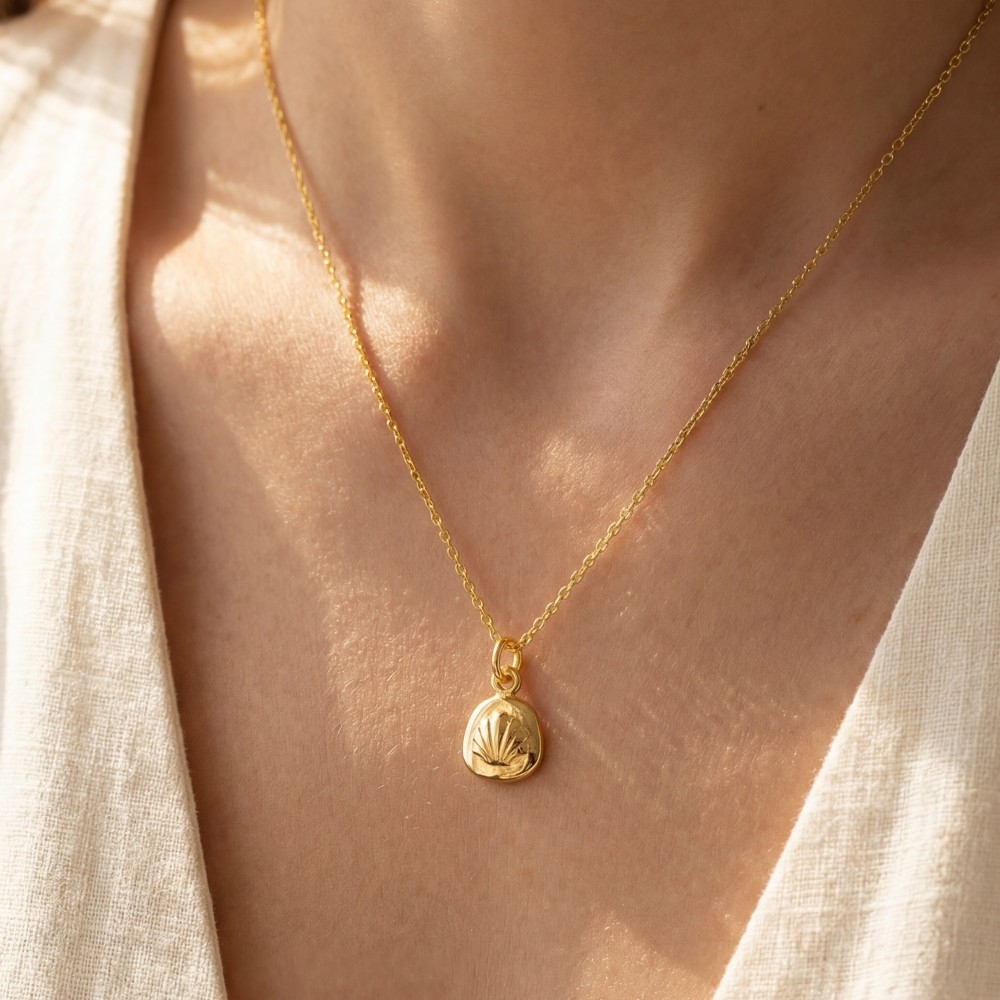 Gold Dipped Intricate Coin Pendant Necklace