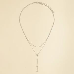 Dainty Double Layer Lariat Drop Necklace