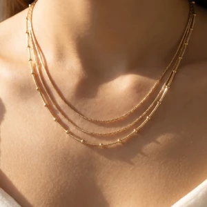 Triple Strand Satellite Ball Station Chain Necklace