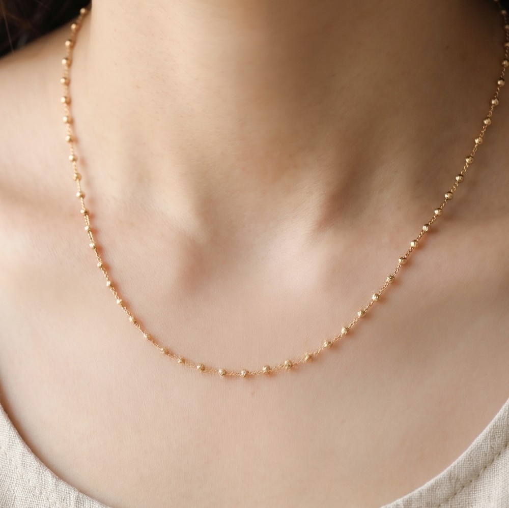 Dainty Gold Satellite Ball Chain Necklace