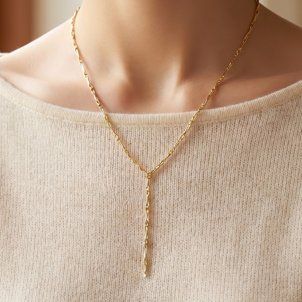 Twisted Bar Link Lariat Y-Necklace