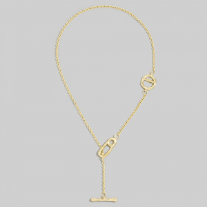 Gold Sculptural Lariat Necklace