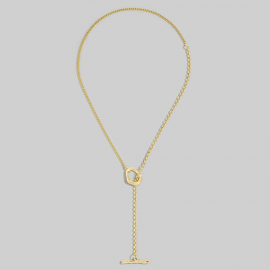 Gold Teardrop Chain Lariat Necklace