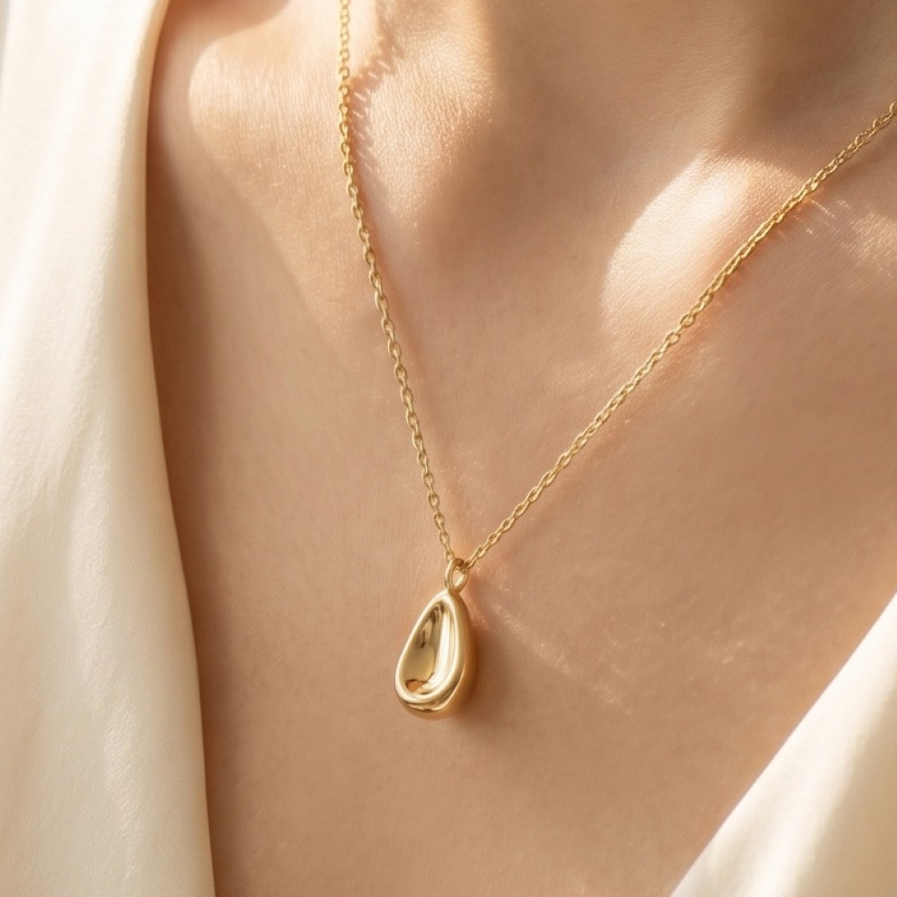 Organic Teardrop Pendant Necklace