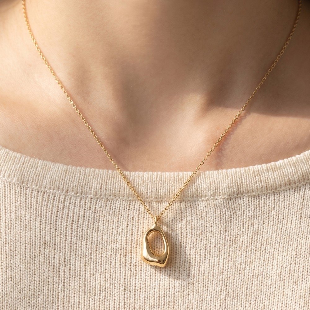 Organic Open-Form Gold Pendant Necklace