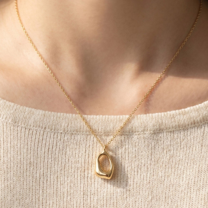 Organic Open-Form Gold Pendant Necklace