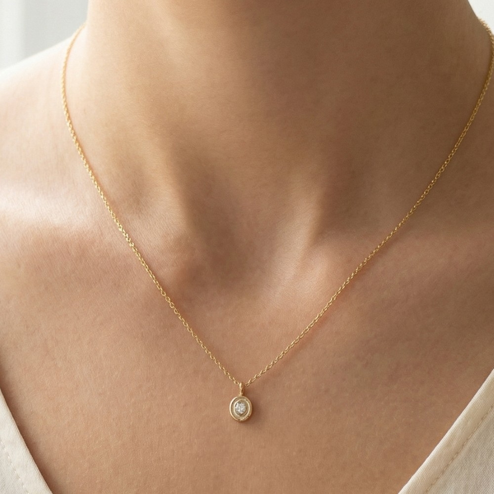 Gold Dipped Oval Cz Pendant Necklace