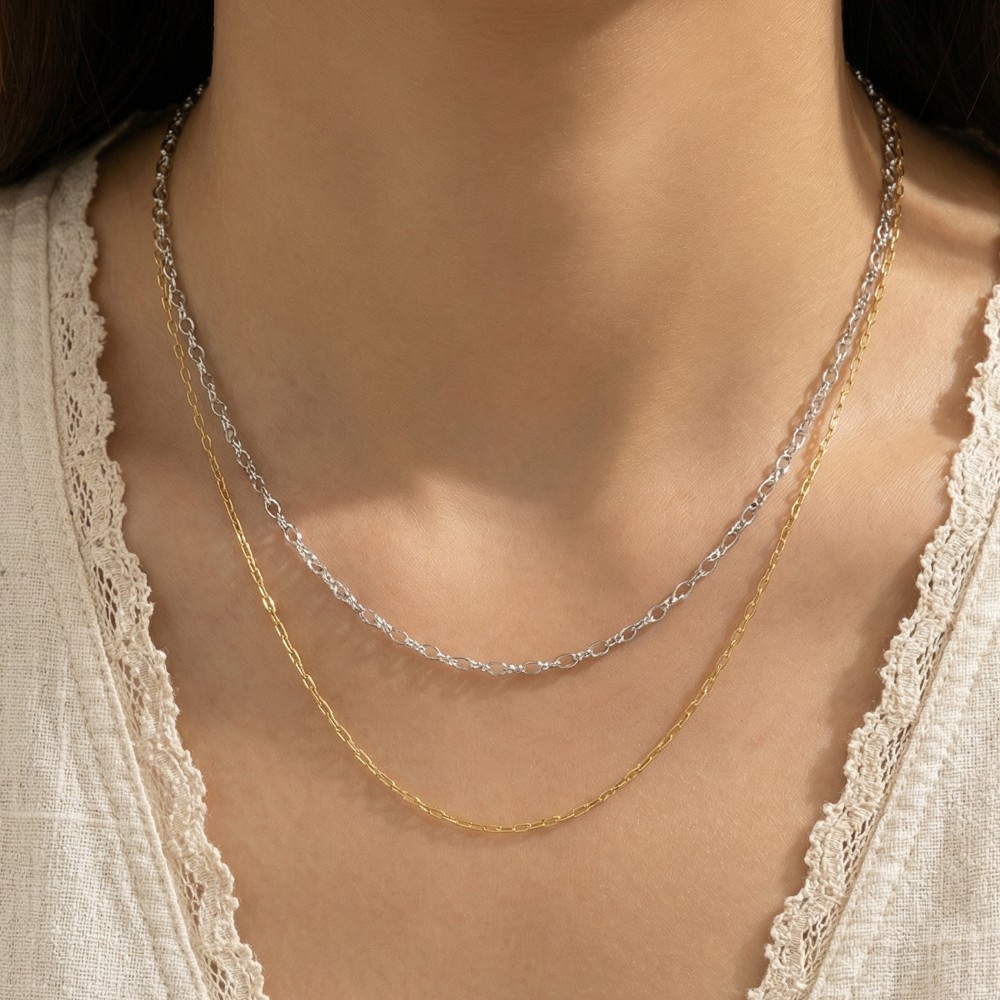 Layered Figaro Chain Necklace Set