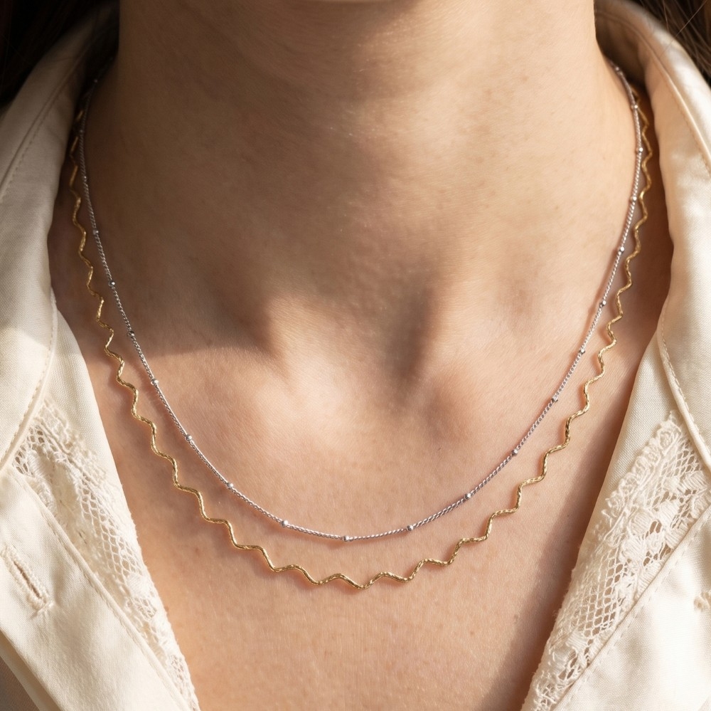 Zigzag And Satellite Layered Necklace