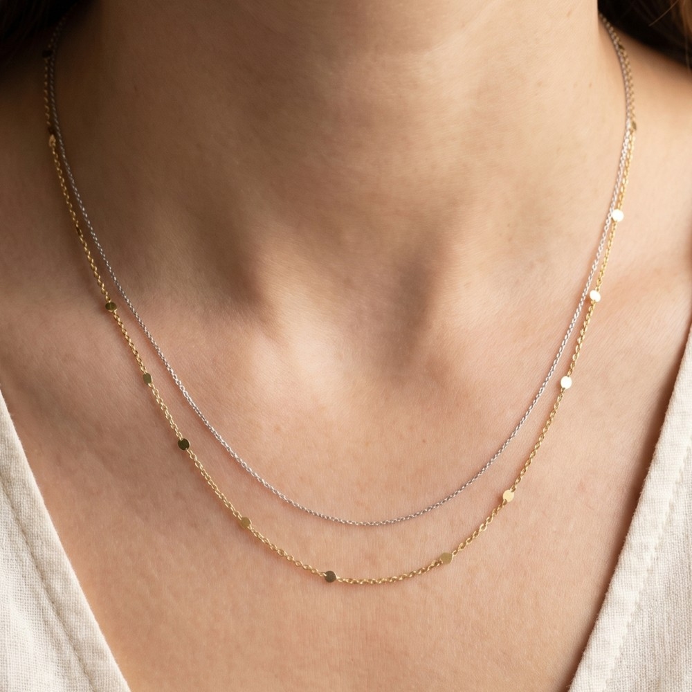 Dainty Disc Station Layered Necklace