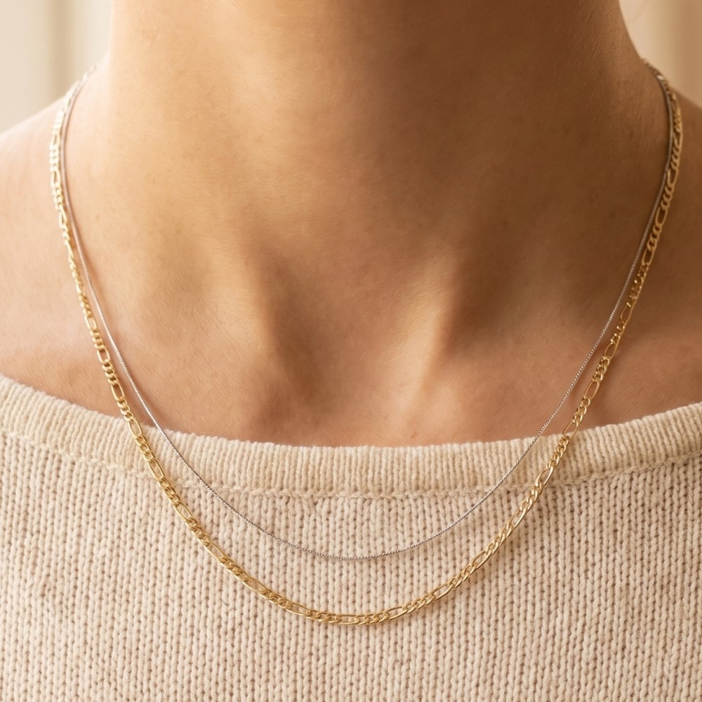 Figaro And Cable Chain Layered Necklace