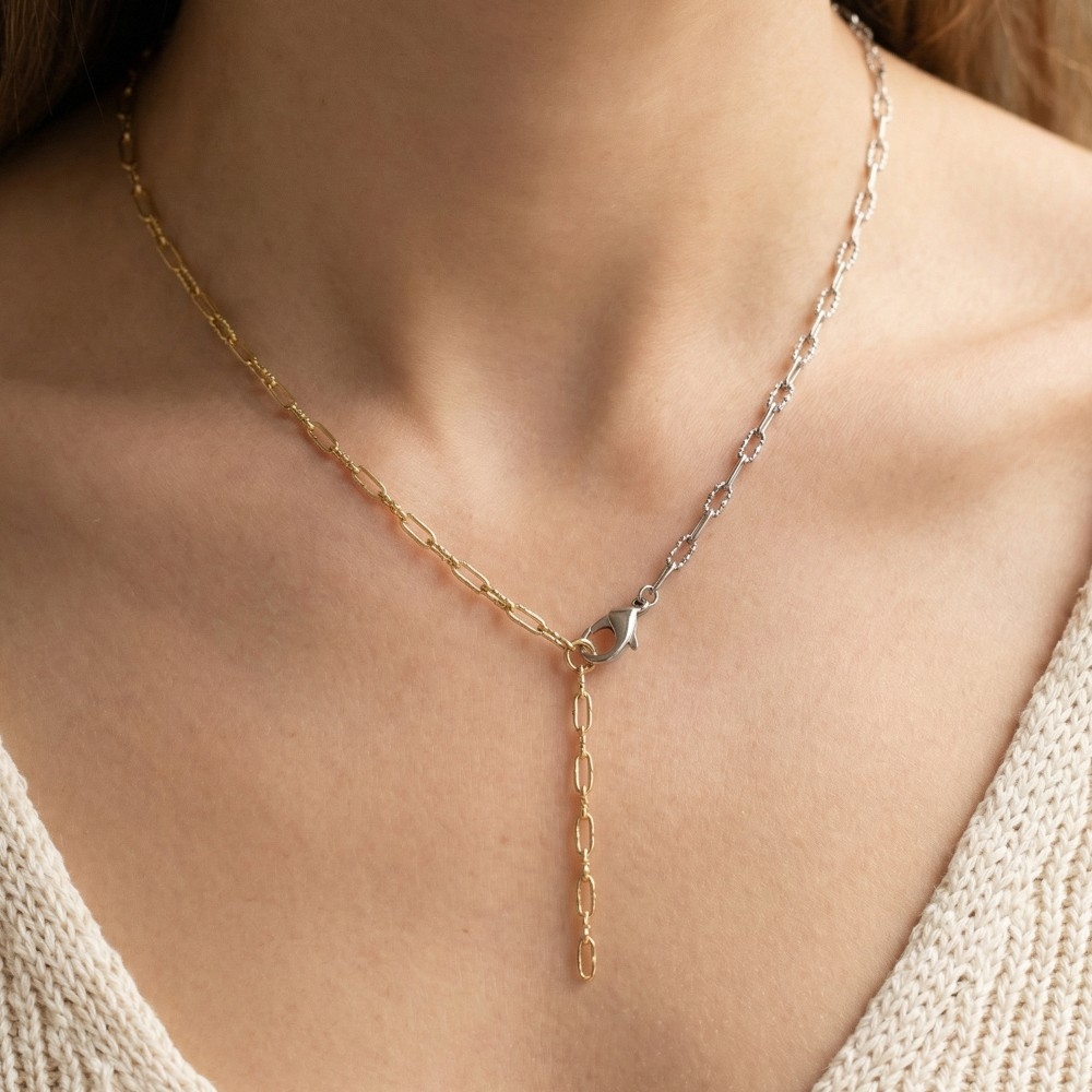 Gold Paperclip Chain Lobster Clasp Y Necklace