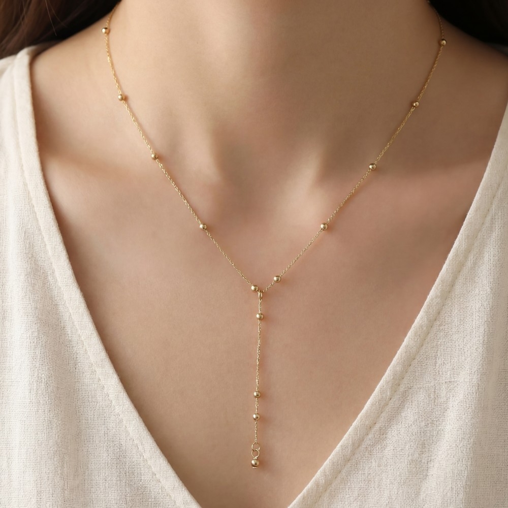 Ball Station Y-Lariat Necklace
