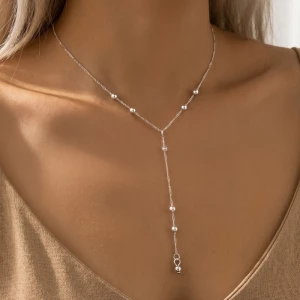 Dainty Bead Station Y Drop Necklace
