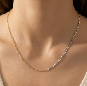Gold Mixed Figaro Rolo Chain Necklace