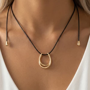 Stirrup Pendant Adjustable Cord Necklace