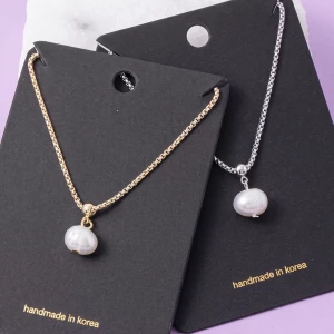 Baroque Freshwater Pearl Pendant Box Chain Necklace