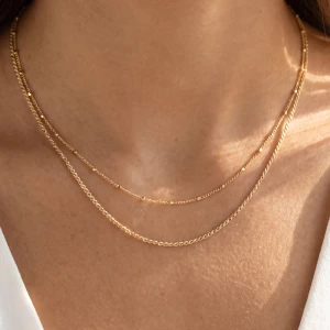 Double Strand Satellite Bead Chain Necklace