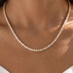 Classic Round Cz Tennis Necklace