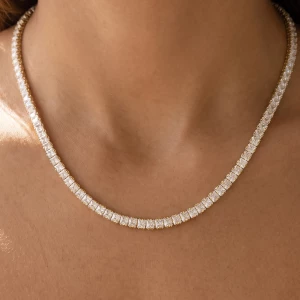 Princess Cut Cz Tennis Necklace