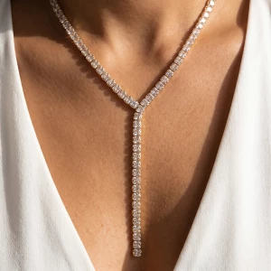 Square Cz Tennis Y Necklace