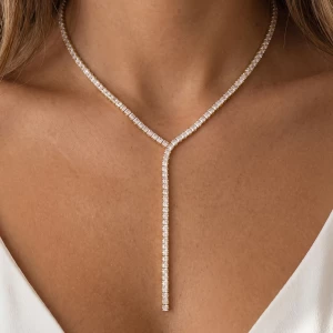 Petite Square Cz Drop Y Necklace