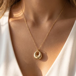 Double Open Circle Pendant Necklace