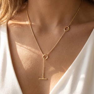 Ring Slider Toggle Bar Lariat Necklace