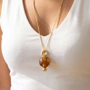 Marbled Round Ball Pendant Necklace