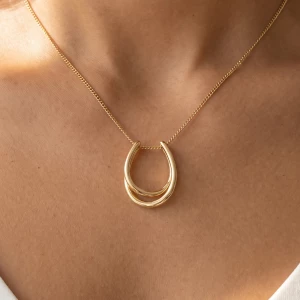 Adjustable Slider Chain Double Arch Pendant Necklace
