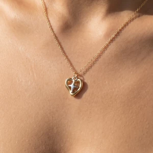 Open Heart Star Center Pendant Necklace