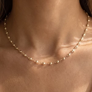 Tiny Puffed Heart Link Chain Necklace