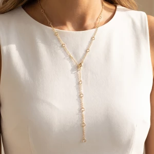 Open Ring Station Chain Lariat Y Necklace