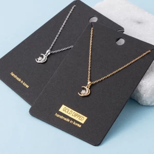 Crescent Moon Pendant Necklace With Cz Star