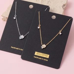 Shell Station Necklace With Cz Drops