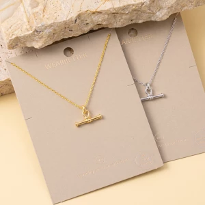 Polished T Bar Pendant Necklace