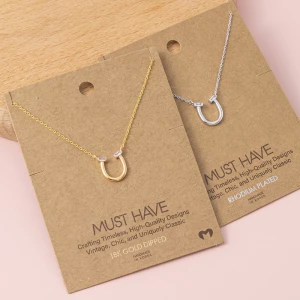 Horseshoe Pendant Necklace With Baguette Cz