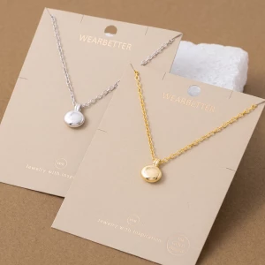Puffed Oval Pebble Pendant Necklace