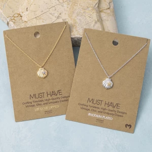 18K Gold Dipped Puffed Shell Pendant Necklace