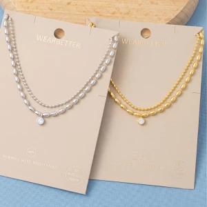 18K Gold Dipped Layered Bead Chain Bezel Cz Necklace