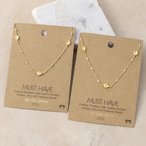 18K Gold Dipped Enamel Bead Station Necklace