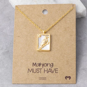 Mother Of Pearl Bird Mahjong Tile Necklace