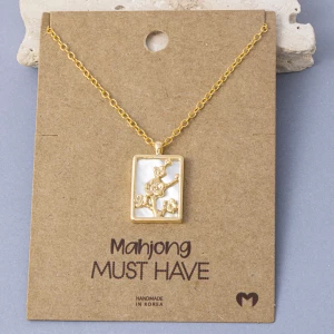Mother Of Pearl Blossom Mahjong Tile Necklace
